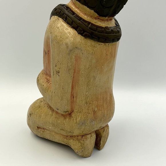 Vintage Hand-carved Wooden Figure 10" Polychrome Naturalistic Tribal Nude Statue - Picture 4 of 8